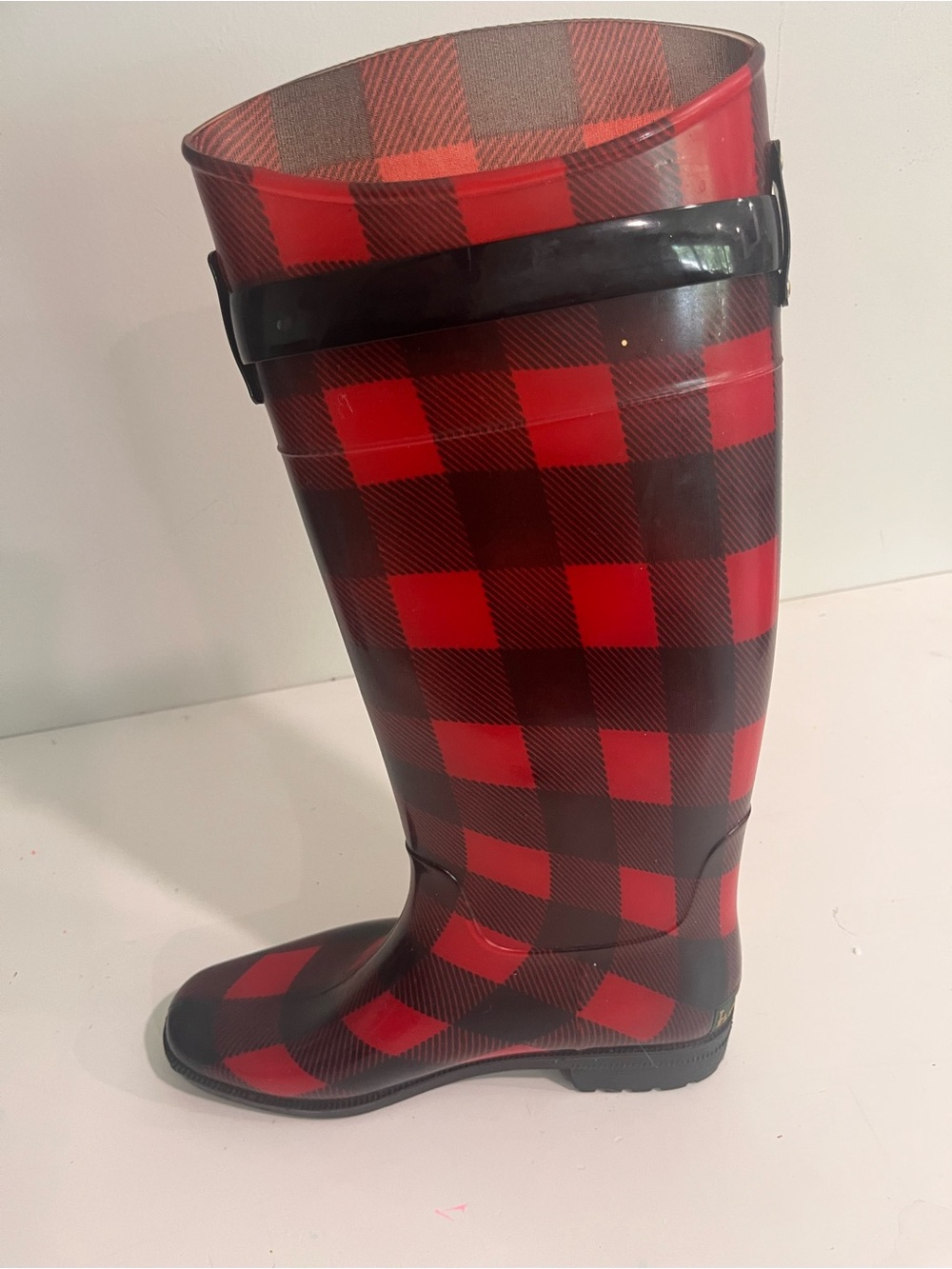 Lauren Ralph Lauren Red Black Buffalo Plaid Rain Boots Size 8 - Picture 6 of 13